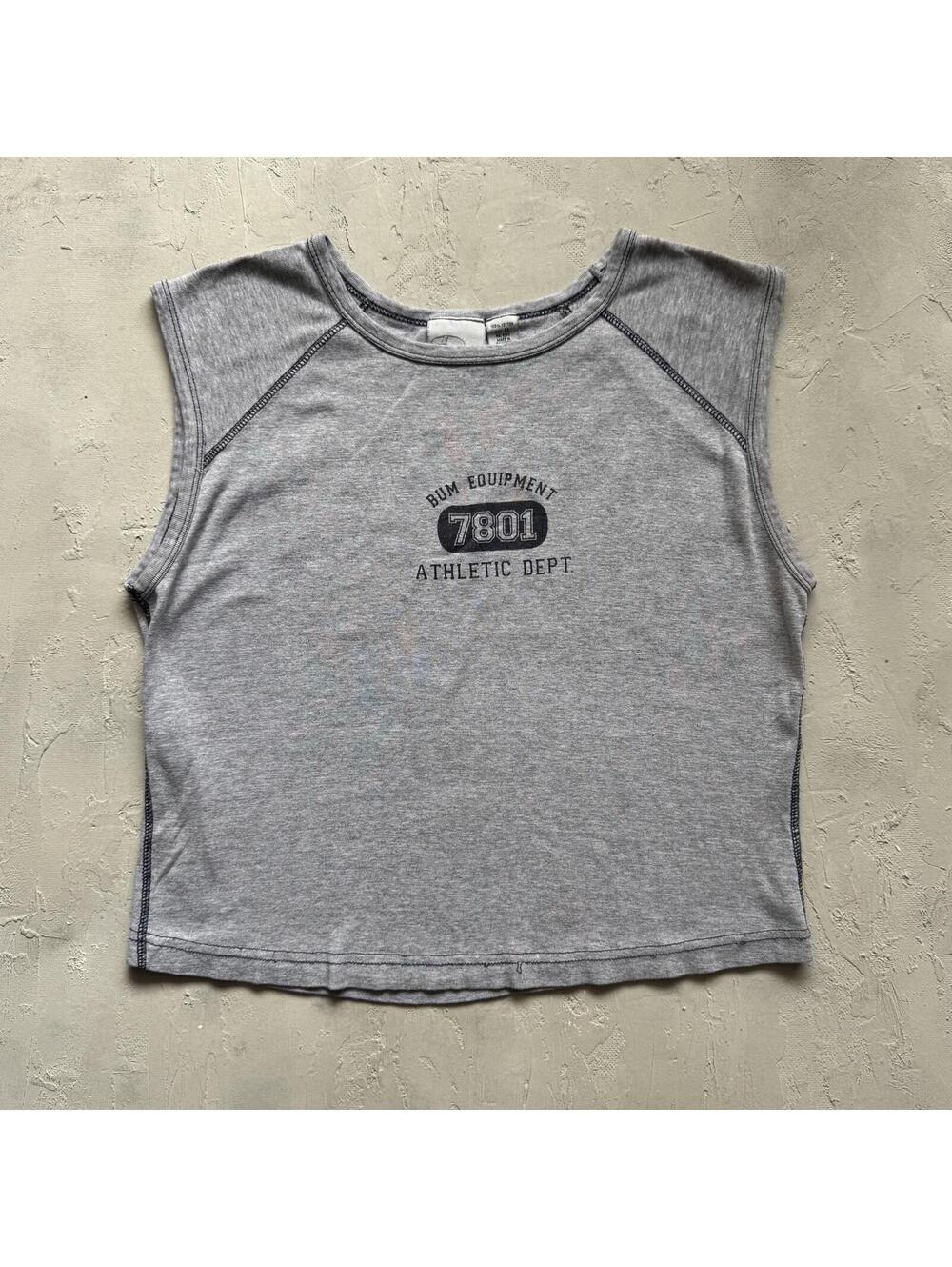 Vintage Y2K BUM Equipment Grey Boxy Surf Style Tank Top
